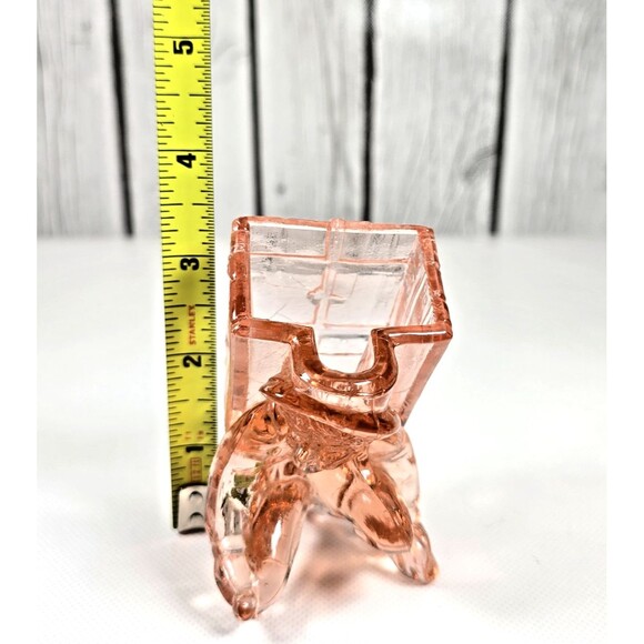 Vallerysthal Pink Glass Kneeling Boy with Basket Toothpick Matchbox Holder - Picture 11 of 12
